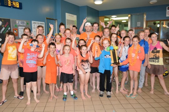 Winning Orange team with Coach Ben Geard and Captains, Erin and Will